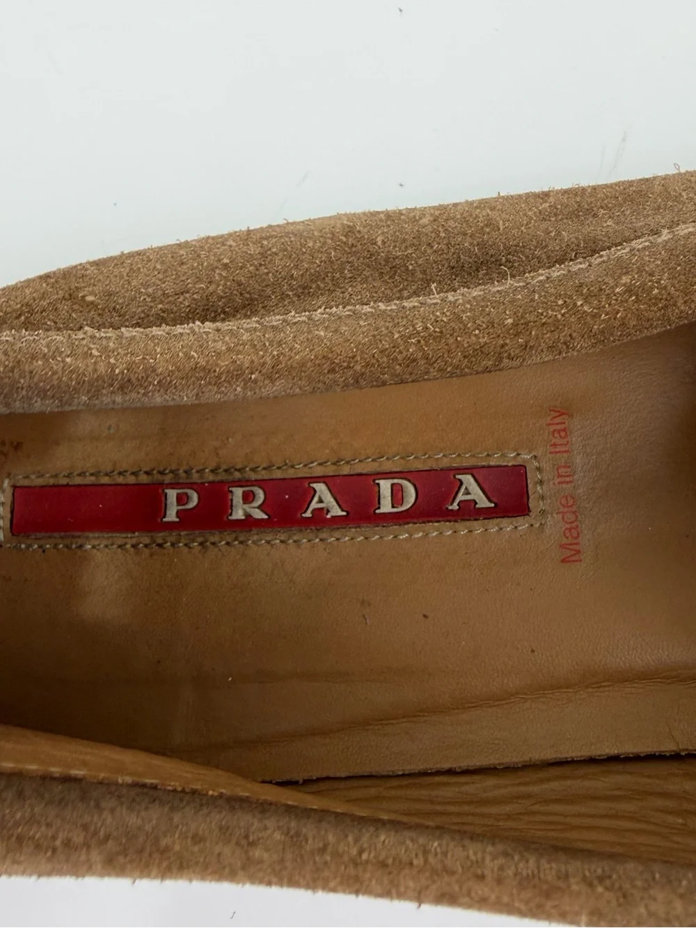 Prada Suede Penny Loafers Brown Size 10 (Fits US 11) Made in Italy